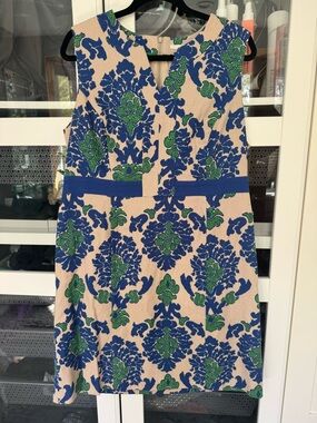Boden Tweed Dress with Blue & Green Floral Print 14